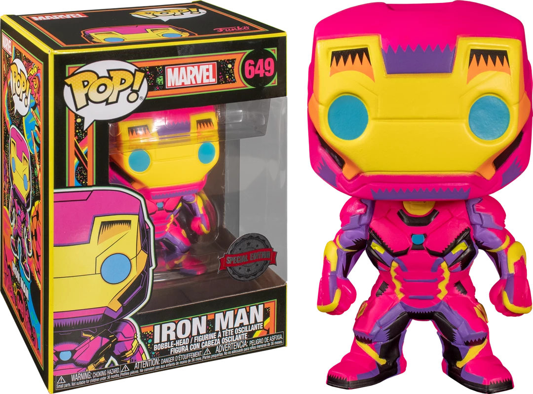 Funko Marvel Comics - Iron Man Black Light Pop! Vinyl Lucky Last 3 Funko Marvel Comics - Iron Man Black Light Pop! Vinyl Lucky Last