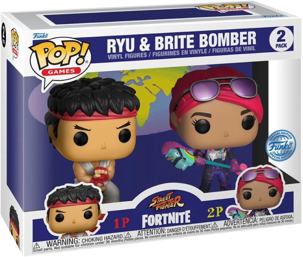 Funko Street Fighter X Fortnite - Ryu & Brite Bomber Pop! 2-Pack Preorders